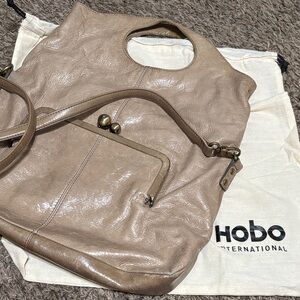 HOBO Beige Leather Hobo Bag